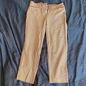 Stylish Tan Checkered Women's Cropped Pants
